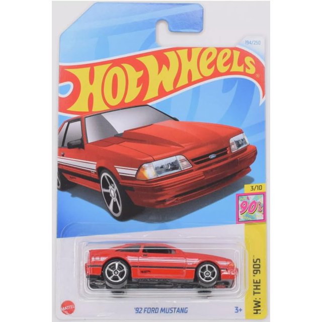 Auto Hot Wheels 92 Ford Mustang fundido a escala 1:64 rojo