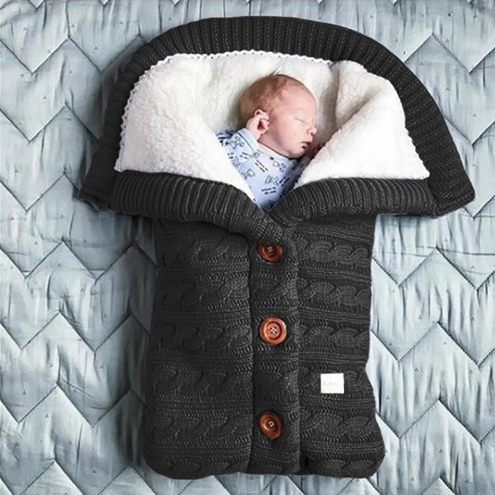 Baby Swaddle Blankets for Boy and Girl Black Newborn Infant Blankets Soft Warm Knitted Fleece Unisex Stroller Wrap Nap Blanket Baby Accessory Sleeping Bag 
