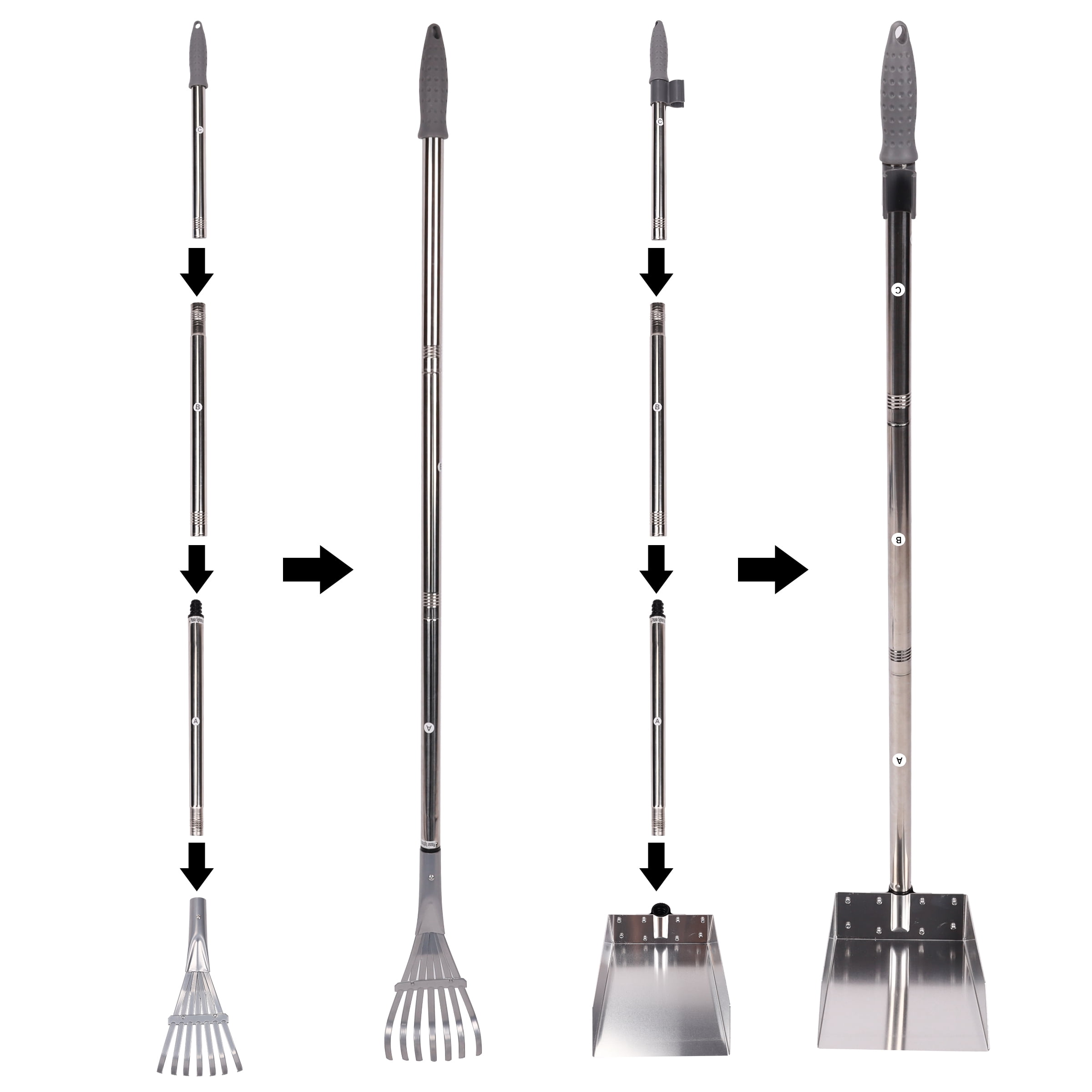 (3 pack) Vibrant Life Metal Dog Rake and Bin Pooper Scooper, 2 Piece Kit