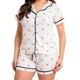 thumbnail image 2 of AIGUR Mommy and Me Matching Pajamas Heart Print Button Down Short Sleeve Lapel Tops and Shorts Set Family Sleepwear, 2 of 10