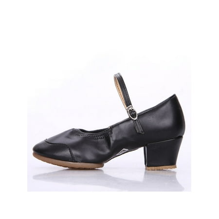 

Gomelly Womens Comfort Latin Salsa Dancing Shoe Casual Closed Toe Modern Practice Soft Chunky Heel Ballroom Dance Shoes Black Style B 6.5