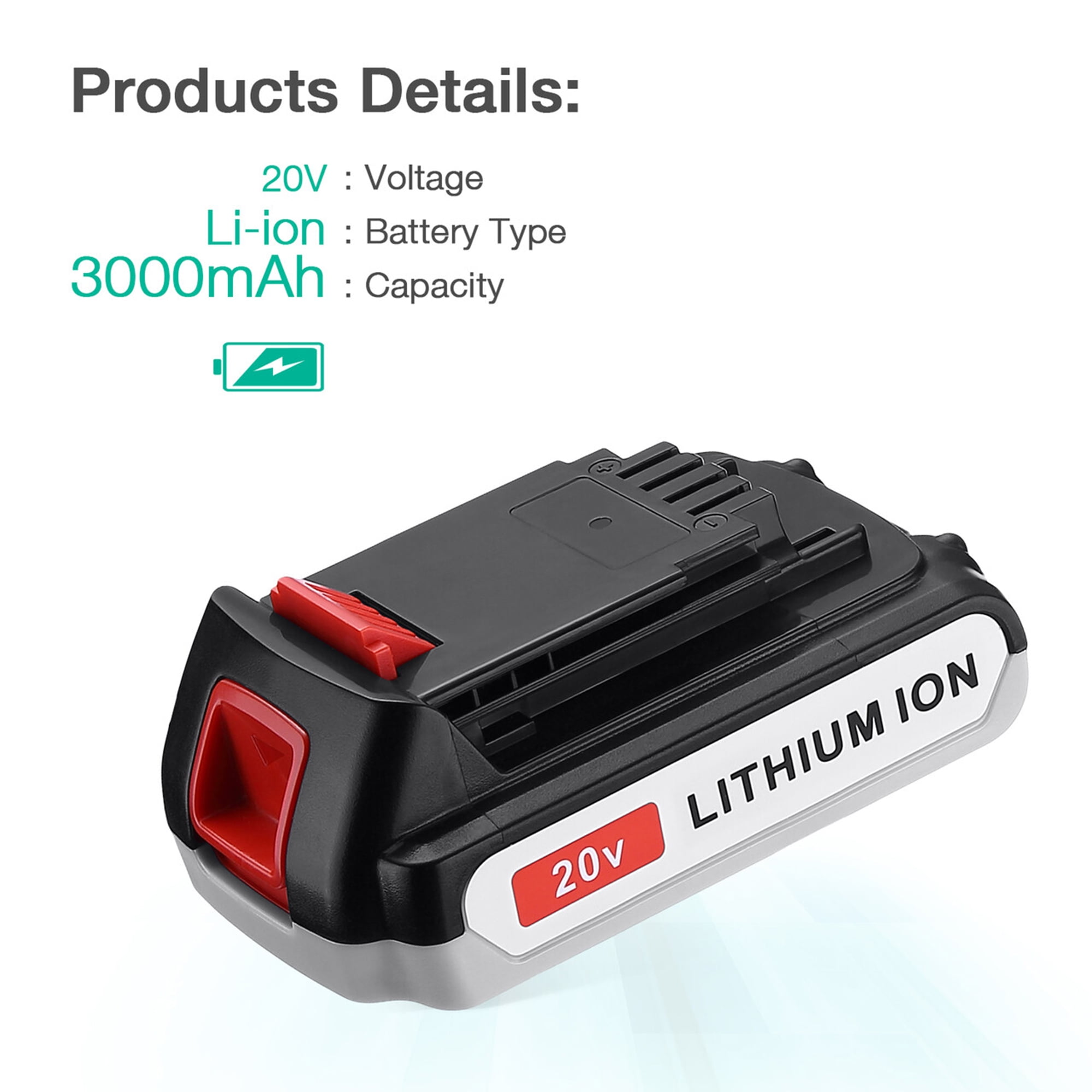 Powerextra 2 Pack LBXR20 Battery 2500mAh Replace for Black and Decker 20V  Battery Max Lithium LB20 LBX20 LST220 LBXR2020-OPE LBXR20B-2 LB2X4020  Cordless Tool Battery