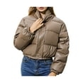 thumbnail image 2 of Seyurigaoka Women Juniors Long Sleeve Stand Collar Solid Color Cropped Puffer Jackets, 2 of 9
