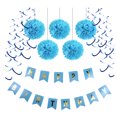 thumbnail image 2 of Feliz cumpleaños colgando guirnalda pompom flores bolas remolino kits de decoración azul Sunnimix Decoración de la fiesta de cumpleaños, 2 of 6