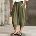 thumbnail image 4 of Tqyyweavej Harem Pants Women Elastic Waisted Comfy Balloon Pants Trousers Baggy Solid Color Capri Pants for Women with Pockets, 4 of 10