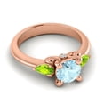 thumbnail image 3 of 2.50 Carat Shiny Round Shape Aquamarine & Peridot Gemstone Anniversary Ring for Wife Solid 18K Rose Gold Size 3.5 by Diamond-Capitals, 3 of 8