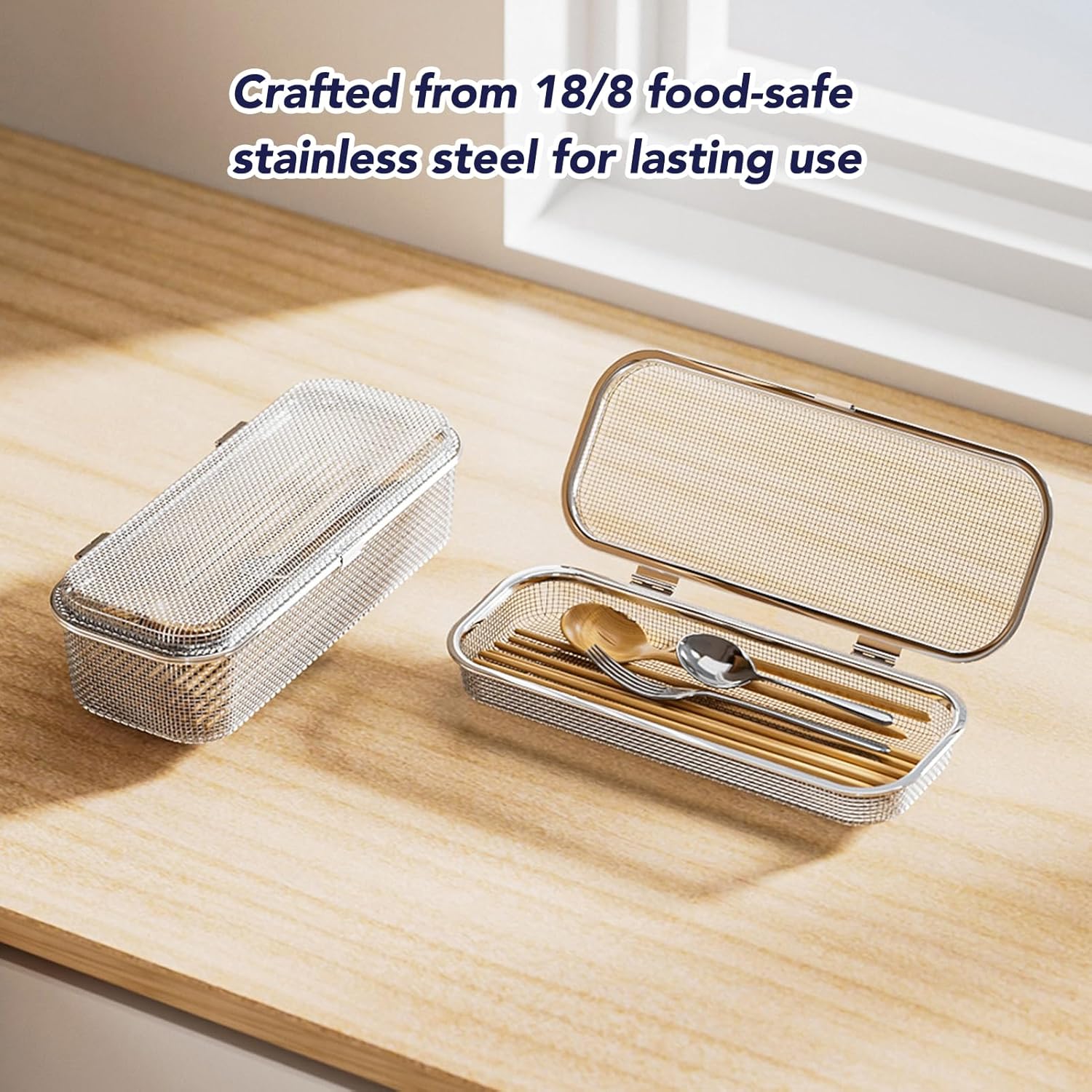 ABPETE Dishwasher Basket, 18/8 Food-Grade Stainless Steel Dishwasher Basket for Small Item, Bottle Accessories, Scoops, Forks, Chopsticks Cleaning, Middle