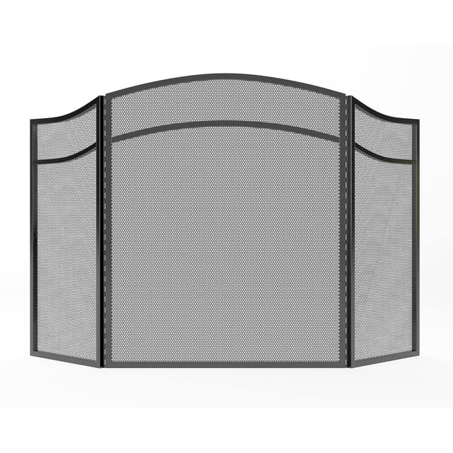 Lizh Metalwork Écran de Cheminée 3 Panneaux avec Cadre en Arche Design Simple 48 Pouces(L) x 29 Pouces(H), Noir