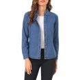 thumbnail image 6 of INSPIRE CHIC Women's Solid Shirts Long Sleeve Button Down Denim Shirt XL Blue, 6 of 7