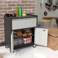 thumbnail image 3 of GAEANET Metal Storage Cabinet with Wheels, Mobile Metal Garage Cabinet with 1 Drawer and 2 Locking Doors, Small Rolling Tool Storage Cabinet, Assembly Required, Black/Gray, 3 of 7