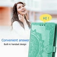 thumbnail image 6 of for Motorola Edge 40 Neo Leather Phone Case, 3D Carved Relief Flower Lace Pattern Folio Flip Cover Kickstand, Floral Card Holder Cash Slot, Magnetic Clasp, Hand Wrist Strap, 6 of 8