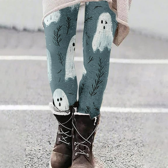 Abomasnow Women's Halloween Leggings Plus Size Horror Print Costumes Peached Legging High Waist Tight Pants Slim Fit Halloween Costumes Fall Daily Clothes