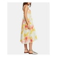 thumbnail image 3 of FREE PEOPLE Womens Ivory Ruffled Floral Sleeveless Scoop Neck Midi Shift Dress L, 3 of 3