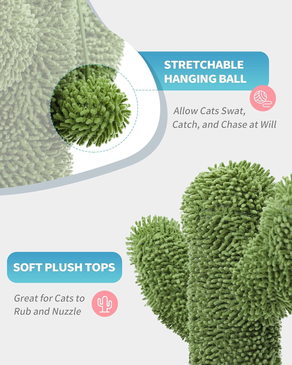 Made4Pets Medium Green Cat Scratching Post with Dangling Balls for Kittens
