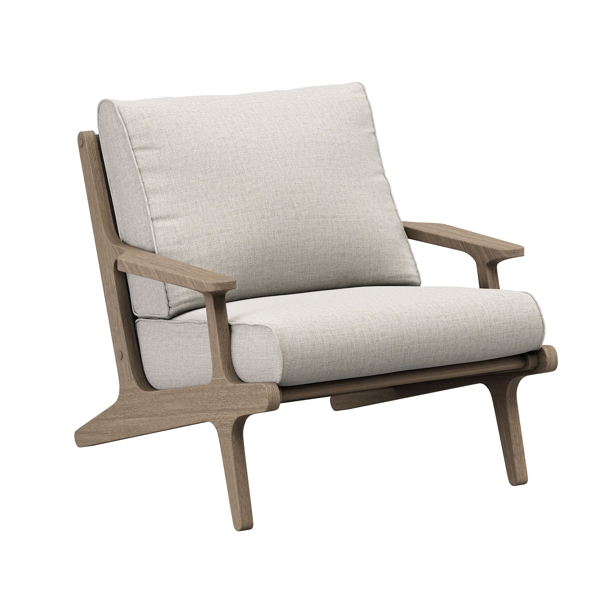 Saratoga Outdoor Teak Wood Chair and Ottoman Set in Weathered Gray Pebble