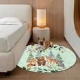 thumbnail image 4 of 3.3ft Washable Round Rug, Children's Day Non-Slip Circle Area Rug for Entryway Bedroom, Cartoon Animal Elephant Zebras Fox Giraffe Leaf Tree Green Indoor Accent Floor Mat for Home Decor, 4 of 9