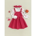 thumbnail image 3 of Liacowi Baby Girls Christmas Clothes Long Sleeves Santa Claus Print Romper and Corduroy Suspenders Dress Headband 3M 6M 9M 12M 18M Infant Girls Fall Christmas Outfit, 3 of 9