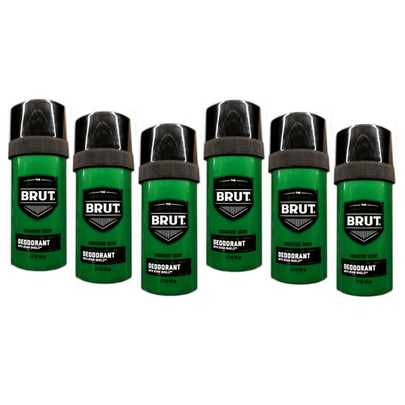 6 Pack - Brut Classic Round Deodorant for Men, Powerful Odor Protection, Aluminum Free, 2.7 OZ