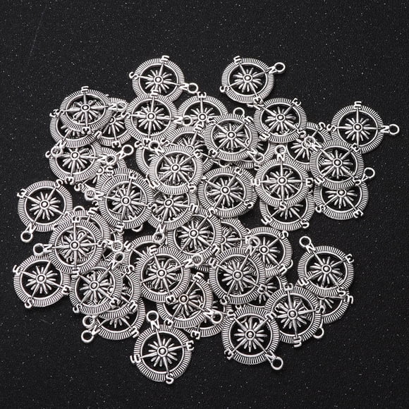 CRILSTYLEO 100Ud Dijes De Brújula En Aleación Con Acabado Plateado Para Artesanía Y Regalos Creativos