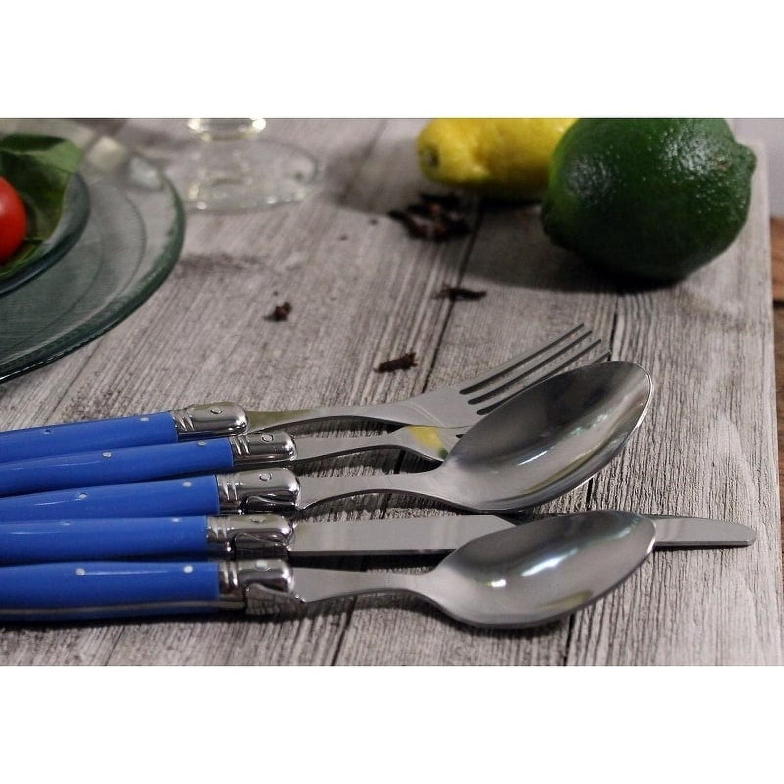 French Bistro Style 24 Piece Cutlery Set With White or Sea Blue Handles  Homeware– Distinctly Living