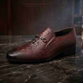 thumbnail image 2 of Men's Crocodile-Embossed Leather Loafers - Slip-On Formal Shoes for Business, & Pointed Toe Casual Footwear Formal Events, 2 of 6