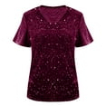 thumbnail image 4 of Xdegoge Women's Sequin Tops V Neck Flutter Short Sleeve Shirts Stretchy Slim Fit Sparkly Party Blouse for Evening, Wedding, Cocktail Outfits, 4 of 9