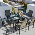 thumbnail image 6 of Sour Citrus 6-Person Outdoor Patio Dining Table with Umbrella Hole Weather-Resistant Rectangular Patio Furniture Table for Garden, Backyard and Deck, Black, 6 of 9