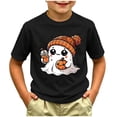 thumbnail image 2 of larppty Toddler Halloween Shirt Baby Boy Girl Cute Ghost Tshirt Pumpkin Short Sleeve Tee Top Kids Spooky Season Fall Outfit (Black,4-5 Years), 2 of 5