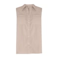thumbnail image 4 of Women's Casual Collar V Neck Button Down Sleeveless Tunic Blouse Shirt Tank Top with Pockets Khaki, 4 of 9