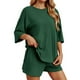 thumbnail image 1 of Conjunto deportivo para mujer: camiseta de cuello redondo y pantalones cortos deportivos. Poliéster transpirable. Lavable a máquina. Primavera/verano. XS-XXXXL., 1 of 7
