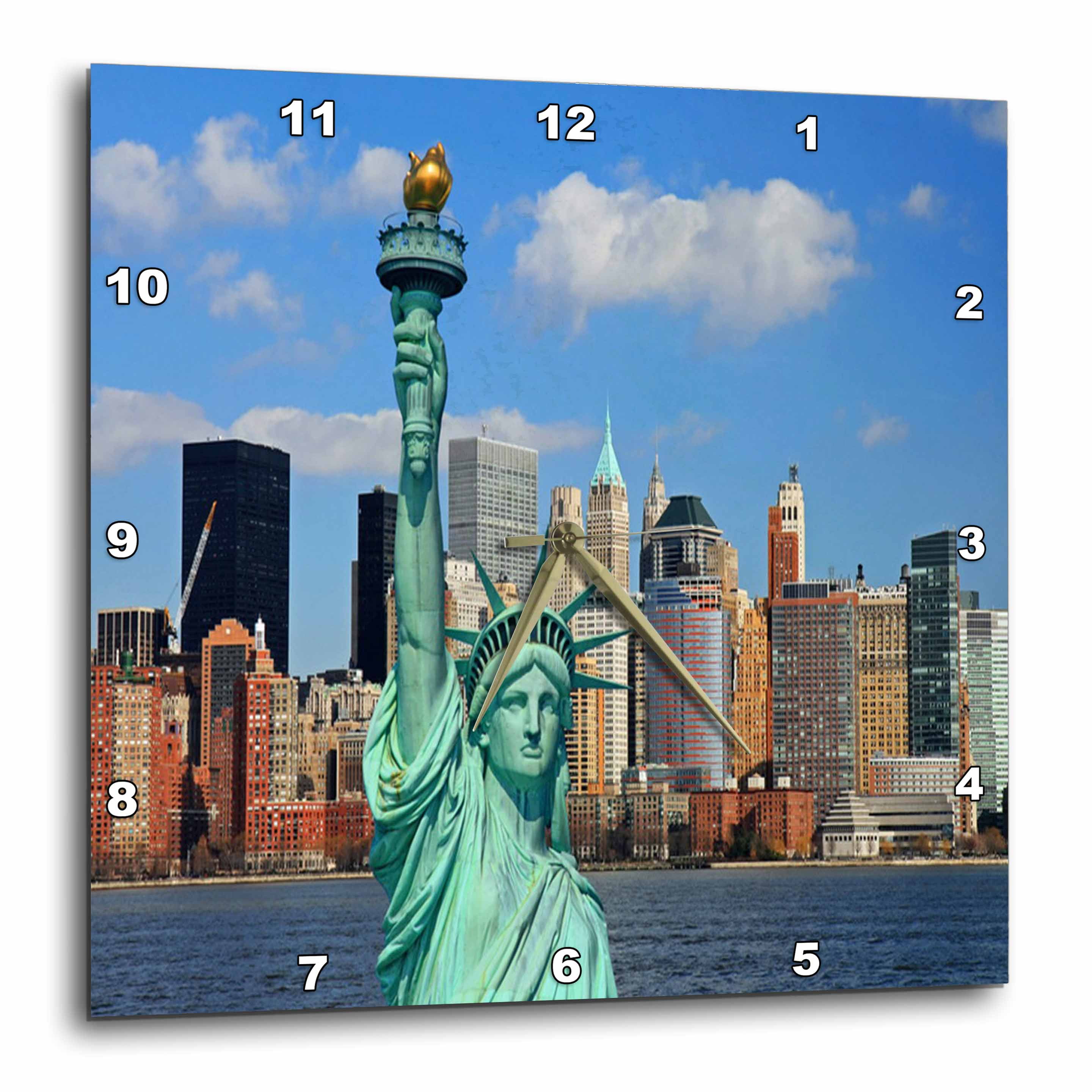 3dRose dpp/_50916/_1 NYC Statue of Liberty Wall Clock 10 by 10-Inch