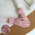 thumbnail image 3 of Ruanlalo 1 Pair Women Winter Knitted Touch Screen Riding Gloves Warm Anti-slip Fleece Lining Elastic Button Cuffs Windproof Gloves, 3 of 6