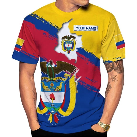 Personalized Colombia Shirts Colombia Flag Shirt Colombian T-Shirt for Men Colombian Shirts for Men and Women (S)