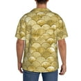 thumbnail image 3 of Balery Mermaid Fish Scale Camisa Casual de Manga Corta con Botones para Hombre, Texturizada, Estilo Cubano, para Playa, Verano-Large, 3 of 5