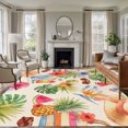 thumbnail image 2 of Tropical Leaves Area Rug 5x7 Washable Rug Non Slip Summer Vintage Coastal Flowers Coconut Fruits Large Area Rug Soft Stainresistant Indoor Floor Carpet for Living Room Bedroom Home Office Dining Room, 2 of 9