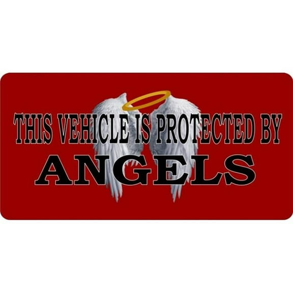 212 Main LPO2670 6 x 12 in. Vehicle Protected by Angels Red Photo License Plate