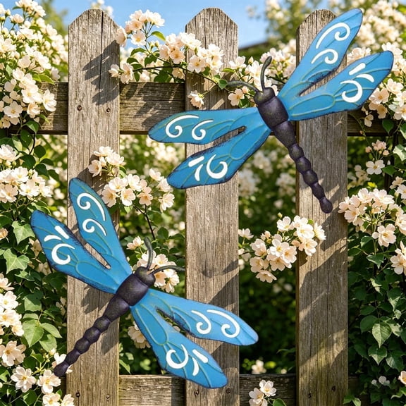 Retro Wrought Iron Dragonfly Wall Hanging Decor, Vintage Outdoor Metal Dragonfly Wall Art, Weather Resistant Ornament for Courtyard Garden Balcony Porch Yard Horticulture Decor