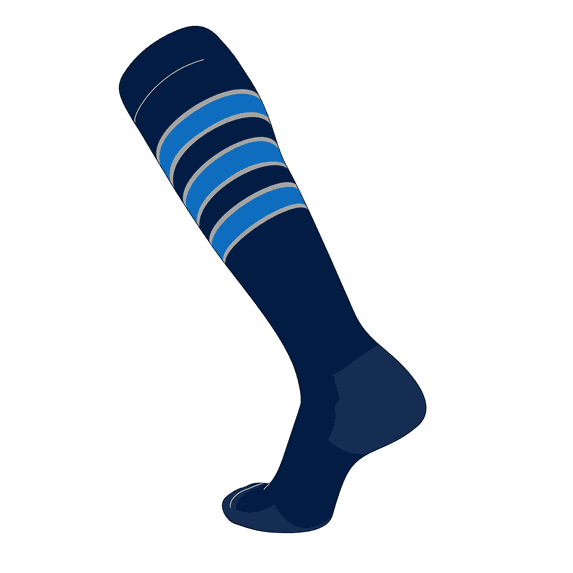 TCK Elite Baseball Football Knee High Striped Socks (D) Navy, Grey, Electric Blue
