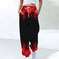 thumbnail image 2 of BiZtdJrK Novelty Printed Sweatpants for Women Drawstring Baggy Sport Athletic Joggers Comfy Elastic Waist Casual Trousers with Pockets Black XL, 2 of 5