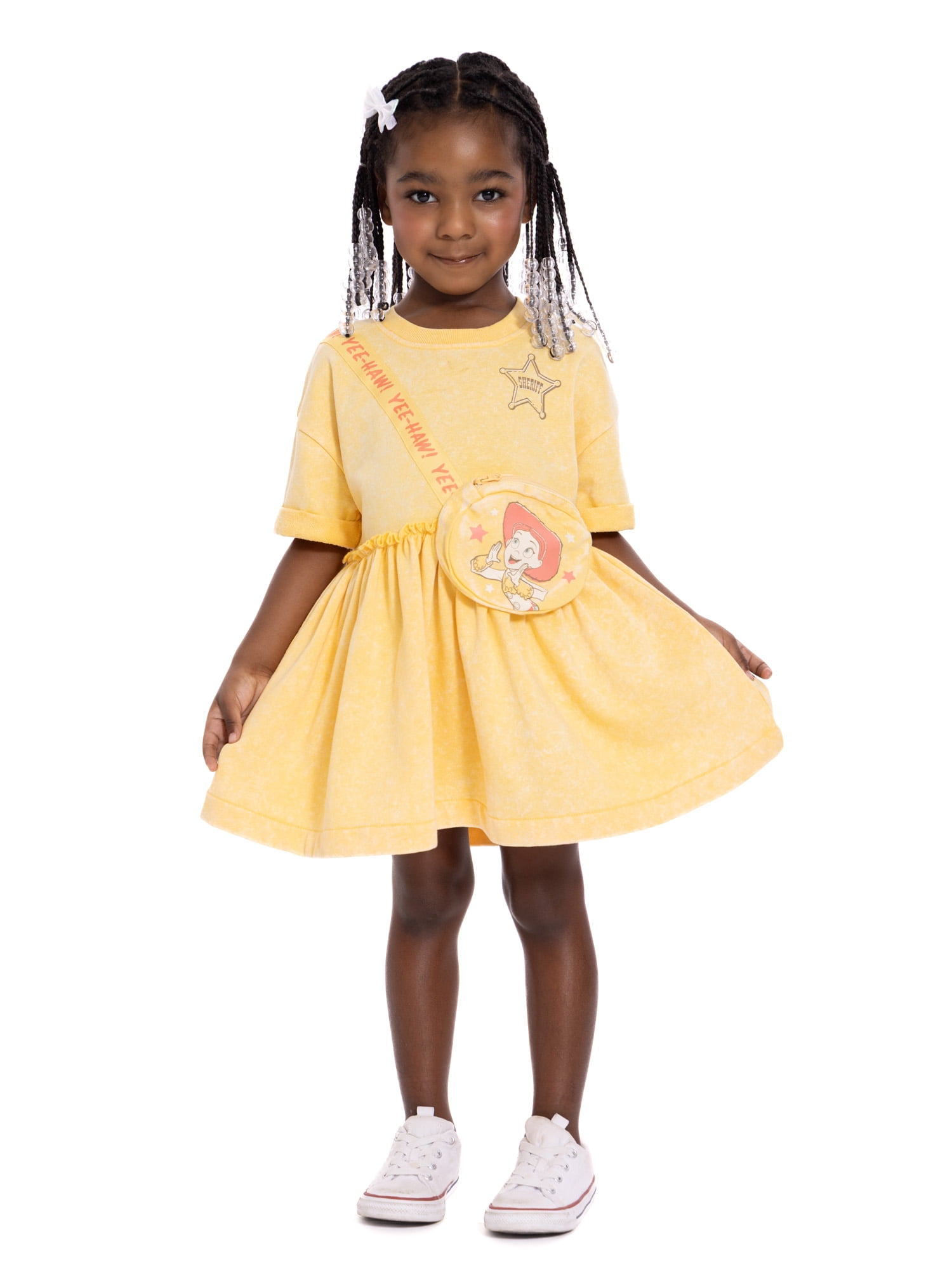 Toy Story Toddler Girls Short Sleeve Graphic Dress with 3D Bag, Sizes 12M-5T