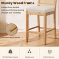 thumbnail image 5 of Bar Stools Sets of 2, LEGAHOME 28" Bar Height Bar Stools, Farmhouse Linen Upholstered Bar Stools with Cane Back, Wood Bar Chairs for Kitchen Island Dining Room, Suitable for 40"-42" Table, Beige, 5 of 7