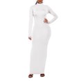 thumbnail image 7 of Women's Dresses Summer Maxi Plus Size Summer Solid Color Sexy Round Neck Tight Fitting Hip Hugging Dress Long Sleeved Round Neck And Ankle Dress, 7 of 7