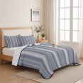 thumbnail image 5 of Quilts King Size, Blue Grey Striped Soft Comforter Bedding Set for Bed, Farmhouse Stripes Modern Abstract Art Lightweight Quilted Bedspread with Pillow Cover(2 Pieces) for All Season, 96x106 Inch, 5 of 9