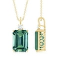 thumbnail image 3 of Rosec Jewels Lab Created Green Sapphire Solitaire Pendant Necklace with Moissanite - 10X14 mm, 10K Yellow Gold, 3 of 7