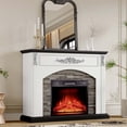 thumbnail image 3 of BOSHIRO 44 Inch Electric Fireplace with Mantel, White Body with Silver Carved Accents and Black Top & Base, Stacked Stone Surround, 23" Fireplace Insert with Remote Control, White Black, 3 of 8