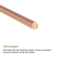 thumbnail image 3 of Uxcell 4mm Dia. 350mm Length Solid Copper Round Rod Lathe Bar Stock for DIY Craft, 3 of 4