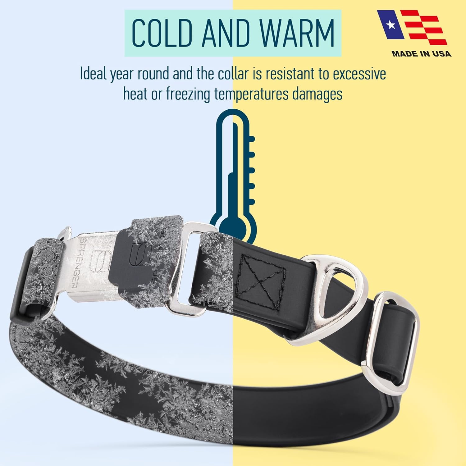 Waterproof Dog Collar with  Stainless Steel Quick Release Buckle – Heavy Duty Tactical Durable Collar for Dogs – Comfortable and Safe Pet Collar W1 L 15-25"