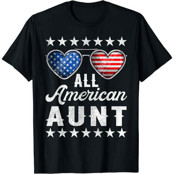 Aunty Fourth Of July Shirt Womens, All American Aunt US Flag T-Shirt
