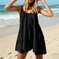 thumbnail image 5 of Nmnitkp Women's Crinkle Sleeveless Tank Dress, Round Neck Tie Back Loose A-Line Mini Dress with Pockets, Casual Summer Dress for Beach, Vacation & Daily Wear Black,M, 5 of 8