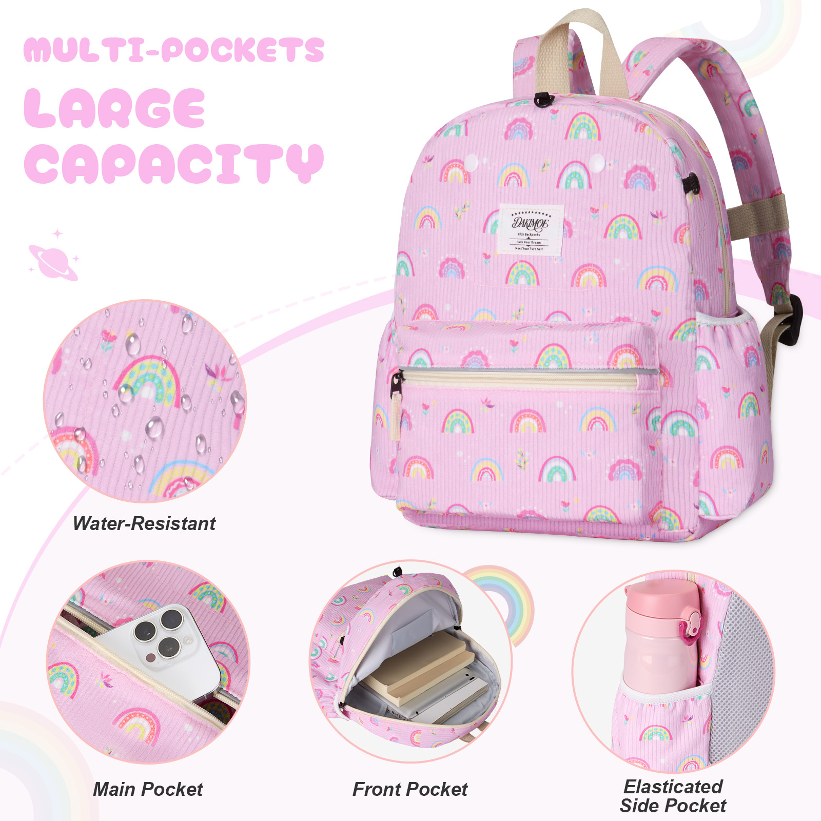 DAKIMOE Toddler Backpack, Soft Corduroy, 13.5 Inches photo 6